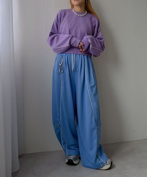 bohmal(ボマール)の「バイカラーパイピングカーブカラースウェットパンツ(その他パンツ・レディース・ライム/ブルー/杢グレー・FREE)」の15枚目の写真