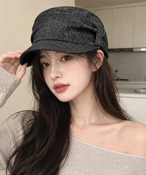 セール】デニム風ボリュームキャスケット韓国風帽子（キャスケット