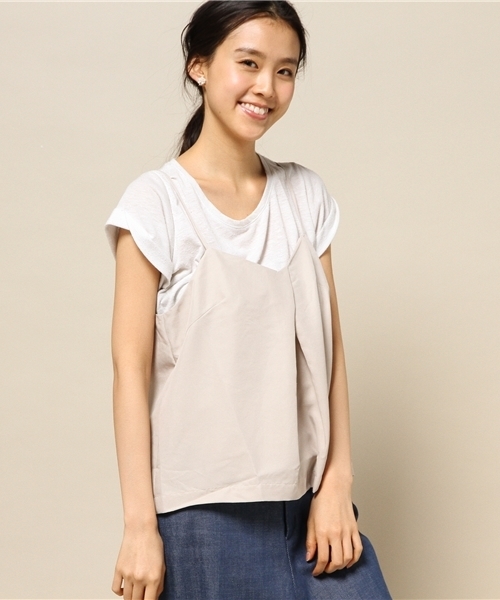 INTERPLANET(インタープラネット)の「パウダーポプリンキャミ(キャミソール・レディース・ベージュ/インディゴブルー/ネイビー・FREE)」の2枚目の写真