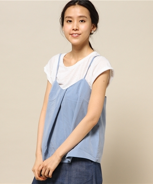 INTERPLANET(インタープラネット)の「パウダーポプリンキャミ(キャミソール・レディース・ベージュ/インディゴブルー/ネイビー・FREE)」の1枚目の写真