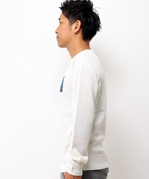 VENCEEXCHANGE（ヴァンスエクスチェンジ）の「【BITTER11月号 掲載商品】 BOX迷彩クルーネックニット（ニット/セーター・メンズ・オフホワイト/グレー/ブラック・LARGE/MEDIUM）」の5枚目の写真