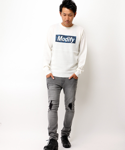 VENCEEXCHANGE（ヴァンスエクスチェンジ）の「【BITTER11月号 掲載商品】 BOX迷彩クルーネックニット（ニット/セーター・メンズ・オフホワイト/グレー/ブラック・LARGE/MEDIUM）」の7枚目の写真