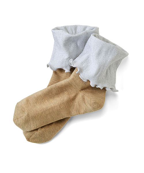 シロップ．（シロップ．）の「お弁当靴下（ソックス/靴下・レディース・ホワイト/ベージュ・ONE SIZE）」の2枚目の写真