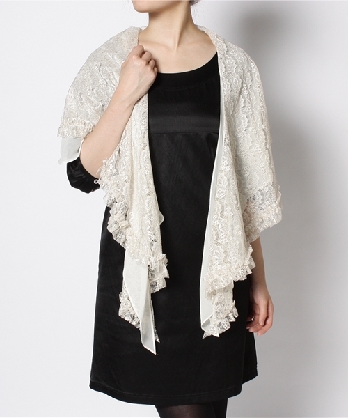 GRACE CONTINENTAL（グレースコンチネンタル）の「ダブルレースストール（ストール/ショール・レディース・ベージュ/ブラック・FREE）」の6枚目の写真