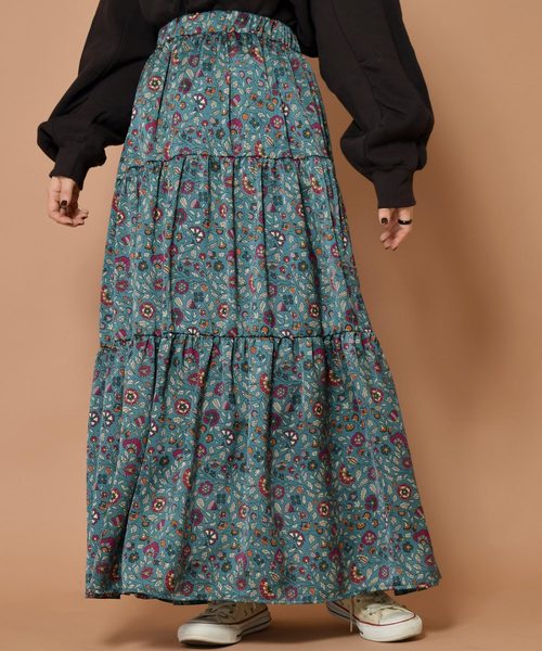 W Closet ダブルクローゼット の サラサ柄ティアードロングスカート スカート Wear