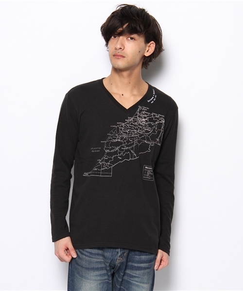 CIAOPANIC TYPY（チャオパニックティピー）の「MAPプリントVネックTee（Tシャツ/カットソー・メンズ・ホワイト/ブラック・SMALL/MEDIUM/LARGE）」の3枚目の写真