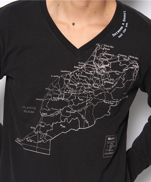 CIAOPANIC TYPY（チャオパニックティピー）の「MAPプリントVネックTee（Tシャツ/カットソー・メンズ・ホワイト/ブラック・SMALL/MEDIUM/LARGE）」の9枚目の写真