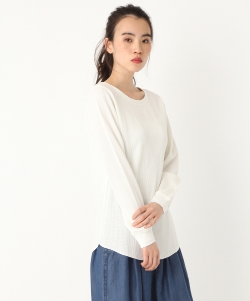 niko and...(ニコアンド)の「TCワッフルクルーネックプルオーバー(Tシャツ/カットソー・レディース・ホワイト/ブラック/グレー/オレンジ・MEDIUM/LARGE)」の2枚目の写真