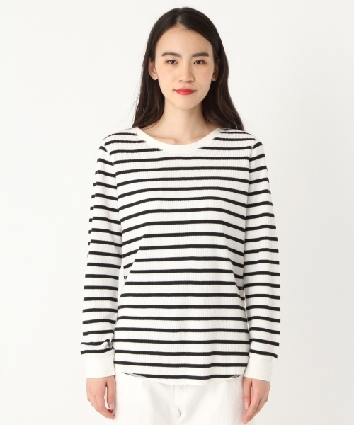 niko and...(ニコアンド)の「TCワッフルクルーネックプルオーバー(Tシャツ/カットソー・レディース・ホワイト/ブラック/グレー/オレンジ・MEDIUM/LARGE)」の9枚目の写真