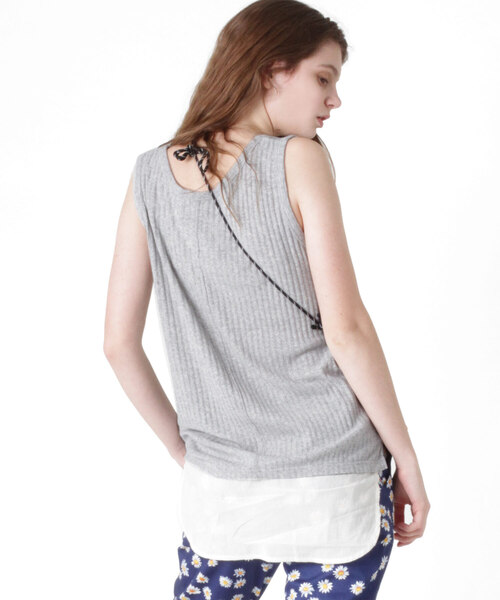 RNA（アールエヌエー）の「M0879 Wヘムタンクトップ（タンクトップ・レディース・ホワイト/ブラック/レッド/杢グレー・MEDIUM）」の4枚目の写真