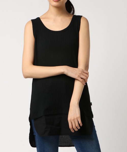 RNA（アールエヌエー）の「M0879 Wヘムタンクトップ（タンクトップ・レディース・ホワイト/ブラック/レッド/杢グレー・MEDIUM）」の3枚目の写真