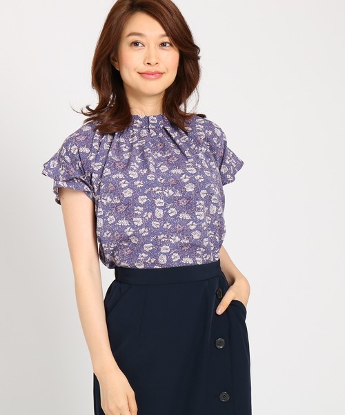 Sunauna(スーナウーナ)の「【洗える】コスモスフラワーブラウス(シャツ/ブラウス・レディース・イエロー/ライトパープル/ネイビー・38/40)」の1枚目の写真
