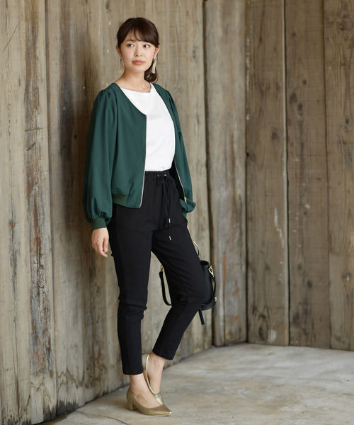 rps（アールピーエス）の「ボリュームスリーブVネックブルゾン（ブルゾン・レディース・ブラック/ダークグリーン/カーキ・M）」の5枚目の写真