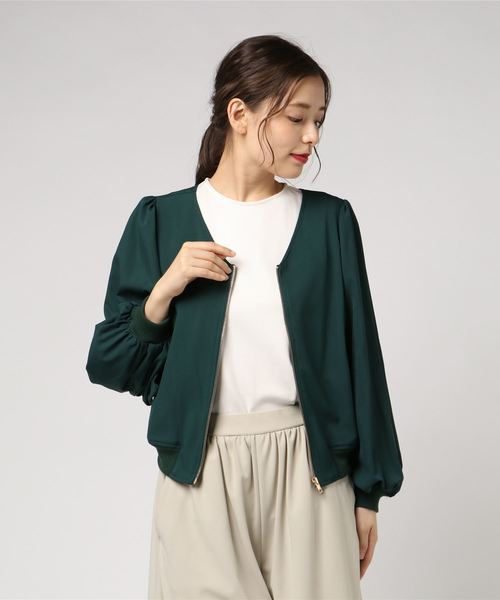 rps（アールピーエス）の「ボリュームスリーブVネックブルゾン（ブルゾン・レディース・ブラック/ダークグリーン/カーキ・M）」の11枚目の写真