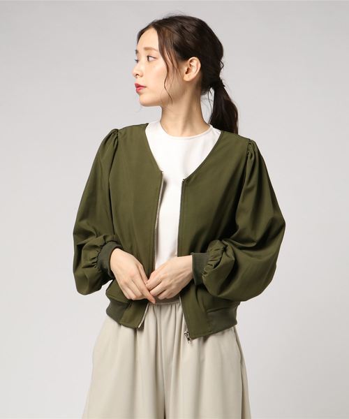 rps（アールピーエス）の「ボリュームスリーブVネックブルゾン（ブルゾン・レディース・ブラック/ダークグリーン/カーキ・M）」の12枚目の写真
