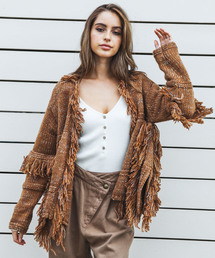 ALEXIA STAM | Fringe Mix Knit Cardigan/ニットカーディガン(カーディガン/ボレロ)