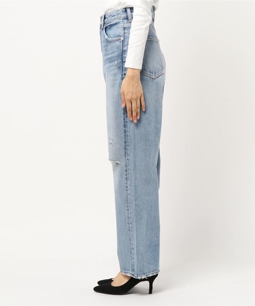MOUSSY（マウジー）の「HIGH WAIST LOOSE STRAIGHT（デニムパンツ・レディース・ブルー・24inch/25inch/26inch/23inch）」の2枚目の写真