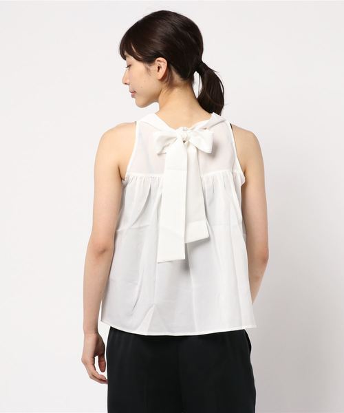 KOBE LETTUCE（コウベレタス）の「2WAYリボンバックギャザーノースリーブブラウス（シャツ/ブラウス・レディース・オフホワイト/グリーン/ミント/コーラル・FREE）」の5枚目の写真