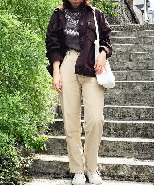 STYLEBLOCK（スタイルブロック）の「コーデュロイハイウエストパンツ（その他パンツ・レディース・チャコールグレー/パープル/アイボリー/キャメル/ライトベージュ・M）」の8枚目の写真