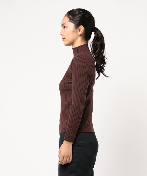 natural couture(ナチュラルクチュール)の「もちもちワイドリブプチハイニット(ニット/セーター・レディース・ブラウン/アイボリー/イエロー/ベージュ/パープル・FREE)」の6枚目の写真