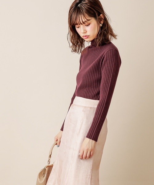 natural couture(ナチュラルクチュール)の「もちもちワイドリブプチハイニット(ニット/セーター・レディース・ブラウン/アイボリー/イエロー/ベージュ/パープル・FREE)」の2枚目の写真