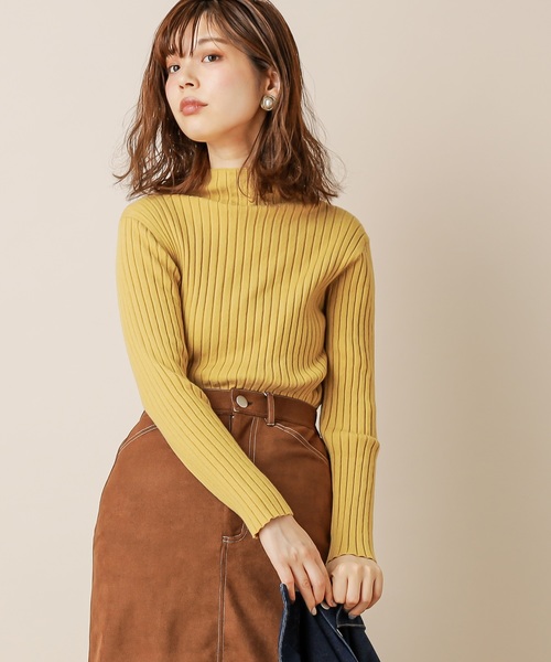 natural couture(ナチュラルクチュール)の「もちもちワイドリブプチハイニット(ニット/セーター・レディース・ブラウン/アイボリー/イエロー/ベージュ/パープル・FREE)」の5枚目の写真