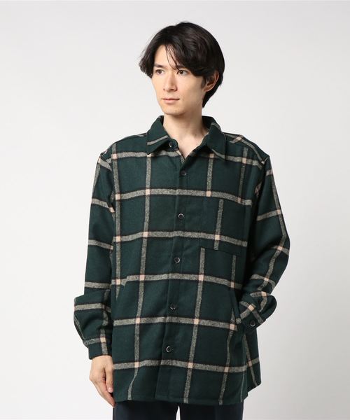 291295＝HOMME（ニーキューイチニーキューゴーオム）の「カラーネップ　オーバーサイズネルシャツ　ビッグシルエット（シャツ/ブラウス・メンズ・ベージュ系その他/グリーン系その他/ブラック系その他・FREE）」の2枚目の写真