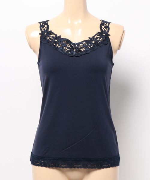 Doux archives（ドゥアルシーヴ）の「レーヨンレースキャミ（キャミソール・レディース・ブラック/ベージュ/ネイビー/ブラウン/オフホワイト・MEDIUM）」の5枚目の写真