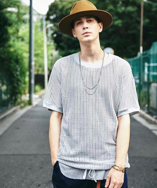 CHORD NUMBER EIGHT（コードナンバーエイト）の「MESH SHORT SLEEVE CUTSEW（Tシャツ/カットソー・メンズ・ライム/ブラック/グレー/ホワイト/ライトブルー・L/S/M）」の4枚目の写真