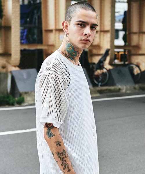 CHORD NUMBER EIGHT（コードナンバーエイト）の「MESH SHORT SLEEVE CUTSEW（Tシャツ/カットソー・メンズ・ライム/ブラック/グレー/ホワイト/ライトブルー・L/S/M）」の20枚目の写真