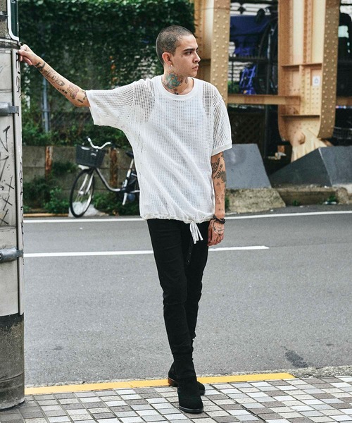 CHORD NUMBER EIGHT（コードナンバーエイト）の「MESH SHORT SLEEVE CUTSEW（Tシャツ/カットソー・メンズ・ライム/ブラック/グレー/ホワイト/ライトブルー・L/S/M）」の21枚目の写真