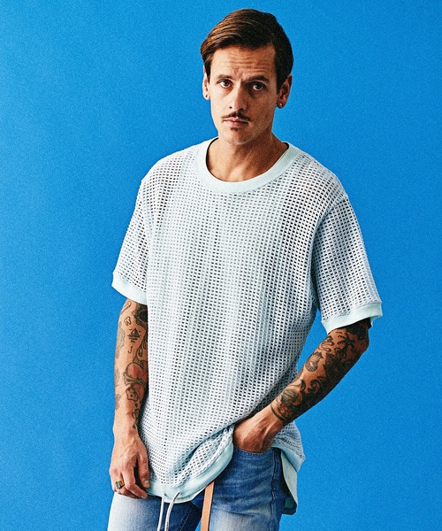 CHORD NUMBER EIGHT（コードナンバーエイト）の「MESH SHORT SLEEVE CUTSEW（Tシャツ/カットソー・メンズ・ライム/ブラック/グレー/ホワイト/ライトブルー・L/S/M）」の8枚目の写真