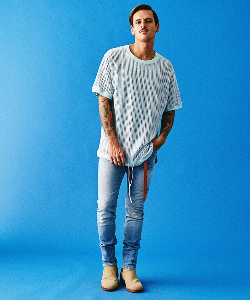 CHORD NUMBER EIGHT（コードナンバーエイト）の「MESH SHORT SLEEVE CUTSEW（Tシャツ/カットソー・メンズ・ライム/ブラック/グレー/ホワイト/ライトブルー・L/S/M）」の6枚目の写真