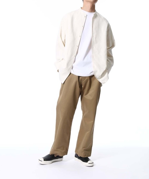 ADAM ET ROPE'（アダムエロペ）の「【AKAI】プレミアムシルクリネン バンドカラーシャツ/ビッグシルエット（シャツ/ブラウス・メンズ・ホワイト系その他・L/M）」の2枚目の写真