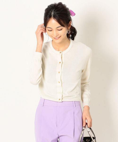 SHIPS any(シップス エニィ)の「SHIPS any:クルーネックニットカーディガン◇(カーディガン/ボレロ・レディース・ブラック/ネイビー/オフホワイト/グリーン/ベージュ・38/36)」の2枚目の写真