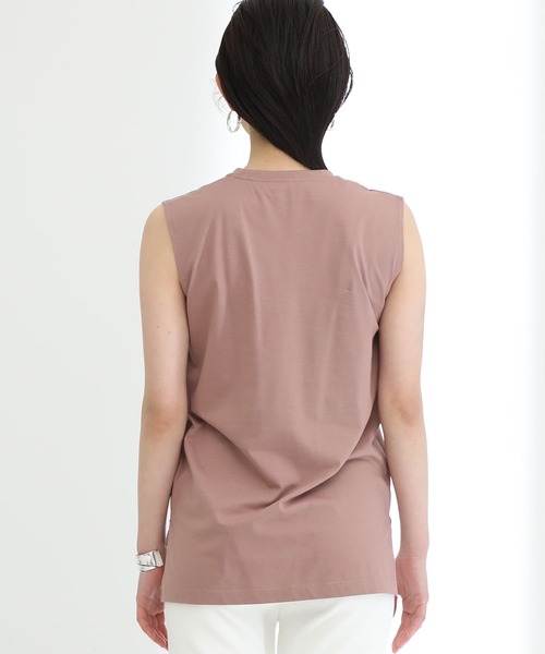 STUDIOUS（ステュディオス）の「【STUDIOUS】プレミアムシルクコットンノースリーブTシャツ（Tシャツ/カットソー・レディース・ホワイト/ブラック/ピンク/ブルー/ブラウン・FREE）」の10枚目の写真