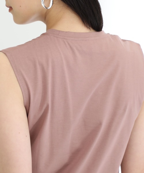 STUDIOUS（ステュディオス）の「【STUDIOUS】プレミアムシルクコットンノースリーブTシャツ（Tシャツ/カットソー・レディース・ホワイト/ブラック/ピンク/ブルー/ブラウン・FREE）」の12枚目の写真