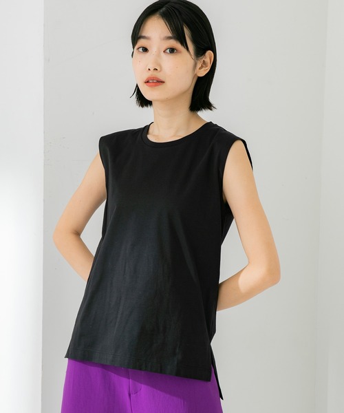 STUDIOUS（ステュディオス）の「【STUDIOUS】プレミアムシルクコットンノースリーブTシャツ（Tシャツ/カットソー・レディース・ホワイト/ブラック/ピンク/ブルー/ブラウン・FREE）」の15枚目の写真