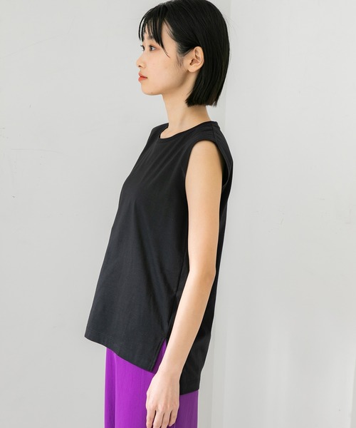 STUDIOUS（ステュディオス）の「【STUDIOUS】プレミアムシルクコットンノースリーブTシャツ（Tシャツ/カットソー・レディース・ホワイト/ブラック/ピンク/ブルー/ブラウン・FREE）」の18枚目の写真