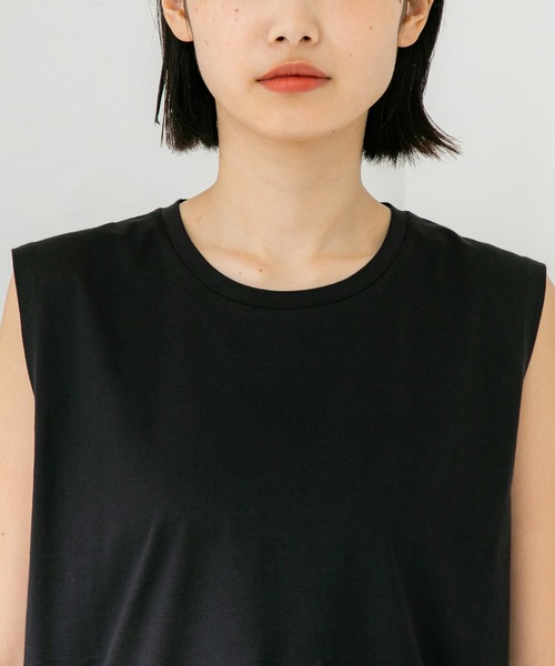 STUDIOUS（ステュディオス）の「【STUDIOUS】プレミアムシルクコットンノースリーブTシャツ（Tシャツ/カットソー・レディース・ホワイト/ブラック/ピンク/ブルー/ブラウン・FREE）」の20枚目の写真