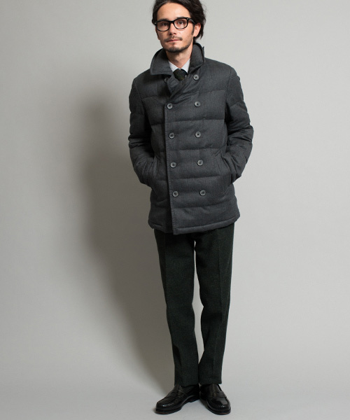 green label relaxing（グリーンレーベルリラクシング）の「□FLANO ダウン ピーコート（ダウンジャケット/コート・メンズ・ネイビー/グレー・LARGE/SMALL/X-LARGE/MEDIUM）」の4枚目の写真
