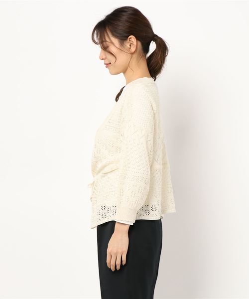 one way（ワンウェイ）の「透かし編みドロストカーデ（カーディガン/ボレロ・レディース・ブラック/ホワイト/ベージュ/ライトピンク・FREE）」の15枚目の写真