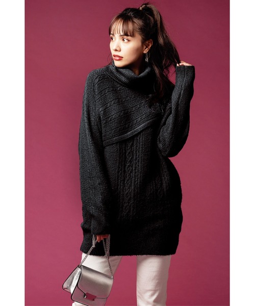 GeeRA(ジーラ)の「タートルネックケーブルニットチュニック(ニット/セーター・レディース・ベージュ/ブラック・MEDIUM/LARGE/X-LARGE)」の7枚目の写真