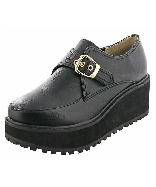 byあしながおじさん（バイアシナガオジサン）の「〈ｂｙあしながおじさん〉モンクストラップ厚底シューズ（ローファー・レディース・ブラック/レオパード/ブラウン・S/M/L/LL）」の4枚目の写真