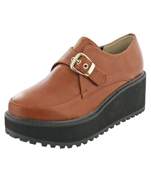 byあしながおじさん（バイアシナガオジサン）の「〈ｂｙあしながおじさん〉モンクストラップ厚底シューズ（ローファー・レディース・ブラック/レオパード/ブラウン・S/M/L/LL）」の5枚目の写真