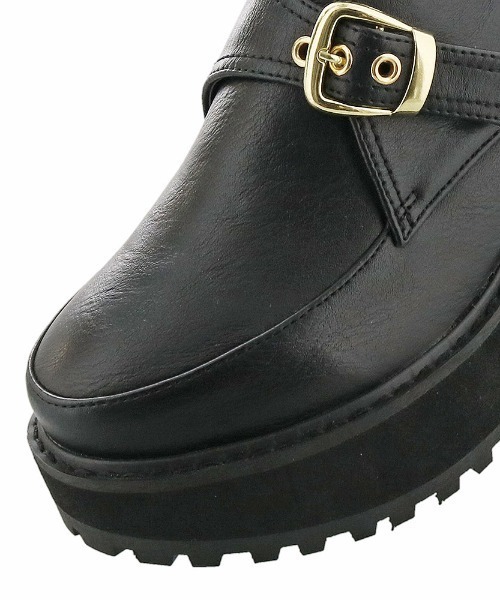 byあしながおじさん（バイアシナガオジサン）の「〈ｂｙあしながおじさん〉モンクストラップ厚底シューズ（ローファー・レディース・ブラック/レオパード/ブラウン・S/M/L/LL）」の7枚目の写真