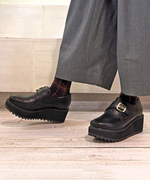 byあしながおじさん（バイアシナガオジサン）の「〈ｂｙあしながおじさん〉モンクストラップ厚底シューズ（ローファー・レディース・ブラック/レオパード/ブラウン・S/M/L/LL）」の12枚目の写真