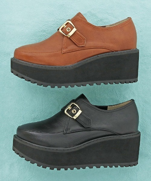 byあしながおじさん（バイアシナガオジサン）の「〈ｂｙあしながおじさん〉モンクストラップ厚底シューズ（ローファー・レディース・ブラック/レオパード/ブラウン・S/M/L/LL）」の17枚目の写真