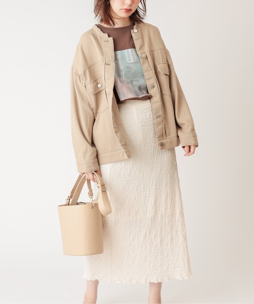 natural couture(ナチュラルクチュール)の「ぽこぽこIラインスカート(スカート・レディース・ブラック/ベージュ/オフホワイト/ライム・FREE)」の14枚目の写真