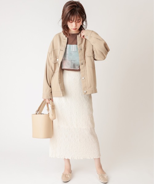 natural couture(ナチュラルクチュール)の「ぽこぽこIラインスカート(スカート・レディース・ブラック/ベージュ/オフホワイト/ライム・FREE)」の20枚目の写真